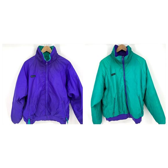 Vintage Columbia Reversible Full Zip Purple Green Jacket Size L